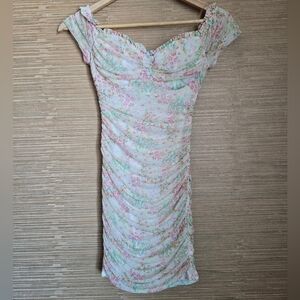 Privy Y2K Mini Bodycon Floral Dress M Cottagecore Coquette Sweetheart Feminine
